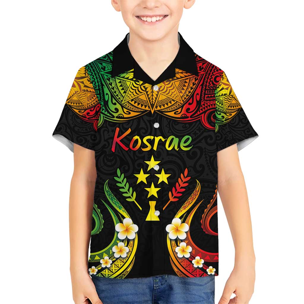 Personalised Kosrae Liberation Day Family Matching Summer Maxi Dress and Hawaiian Shirt Polynesian Tattoo and Plumeria Reggae Color LT03 Son's Shirt Reggae - Polynesian Pride