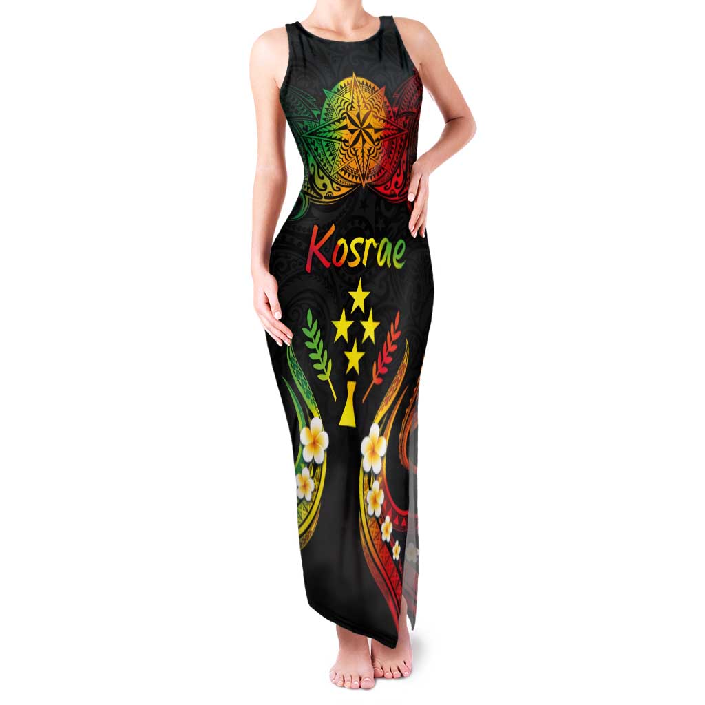 Personalised Kosrae Liberation Day Family Matching Tank Maxi Dress and Hawaiian Shirt Polynesian Tattoo and Plumeria Reggae Color LT03 Mom's Dress Reggae - Polynesian Pride