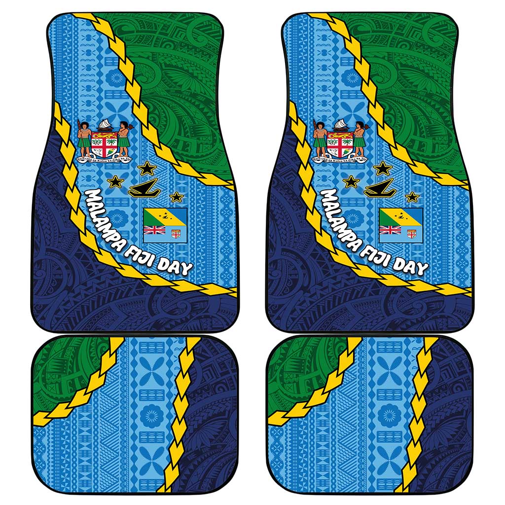 Malampa Fiji Day Car Mats National Symbols with Tapa Tribal and Polynesian Tattoo