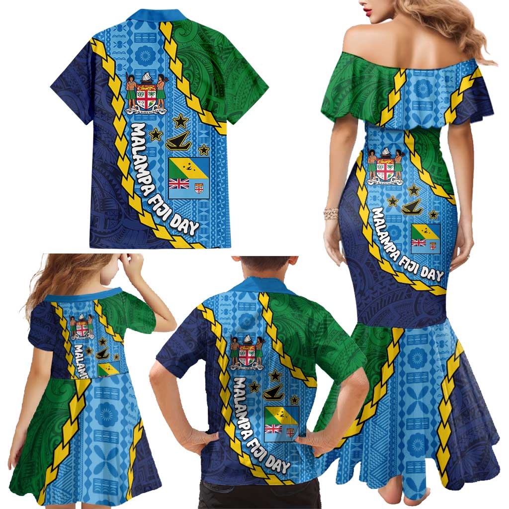 Malampa Fiji Day Family Matching Mermaid Dress and Hawaiian Shirt National Symbols with Tapa Tribal and Polynesian Tattoo LT03 - Polynesian Pride