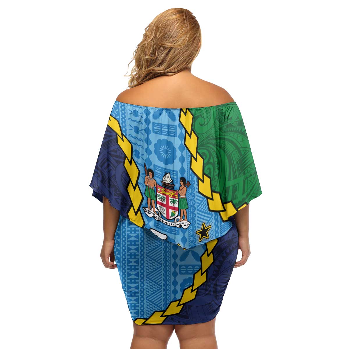 Malampa Fiji Day Family Matching Off Shoulder Short Dress and Hawaiian Shirt National Symbols with Tapa Tribal and Polynesian Tattoo LT03 - Polynesian Pride