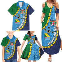 Malampa Fiji Day Family Matching Summer Maxi Dress and Hawaiian Shirt National Symbols with Tapa Tribal and Polynesian Tattoo LT03 - Polynesian Pride