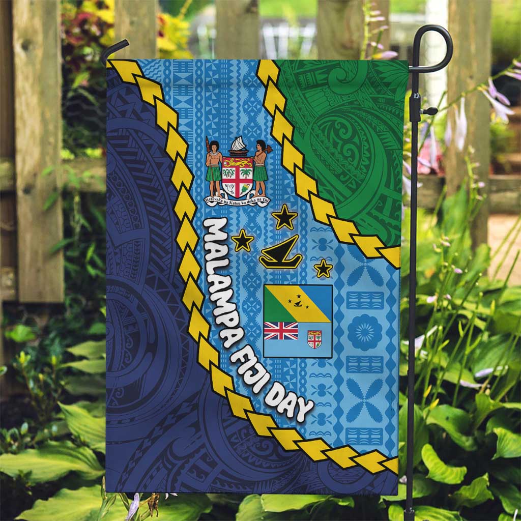 Malampa Fiji Day Garden Flag National Symbols with Tapa Tribal and Polynesian Tattoo LT03 Garden Flag Blue - Polynesian Pride