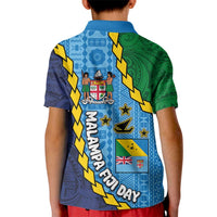 Malampa Fiji Day Kid Polo Shirt National Symbols with Tapa Tribal and Polynesian Tattoo