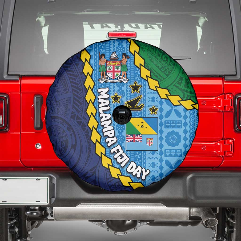 Malampa Fiji Day Spare Tire Cover National Symbols with Tapa Tribal and Polynesian Tattoo LT03 - Polynesian Pride