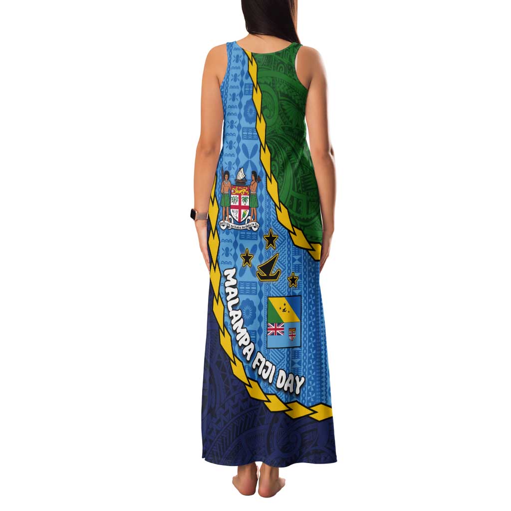 Malampa Fiji Day Tank Maxi Dress National Symbols with Tapa Tribal and Polynesian Tattoo LT03 - Polynesian Pride