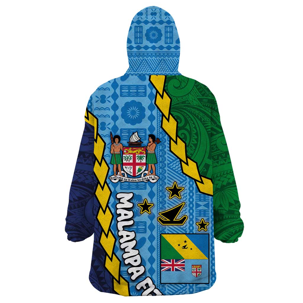 Malampa Fiji Day Wearable Blanket Hoodie National Symbols with Tapa Tribal and Polynesian Tattoo LT03 - Polynesian Pride