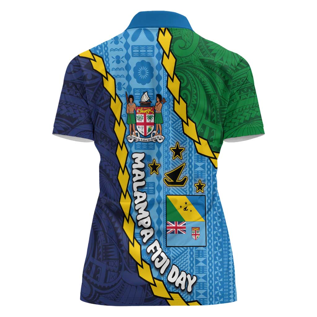 Malampa Fiji Day Women Polo Shirt National Symbols with Tapa Tribal and Polynesian Tattoo LT03 - Polynesian Pride