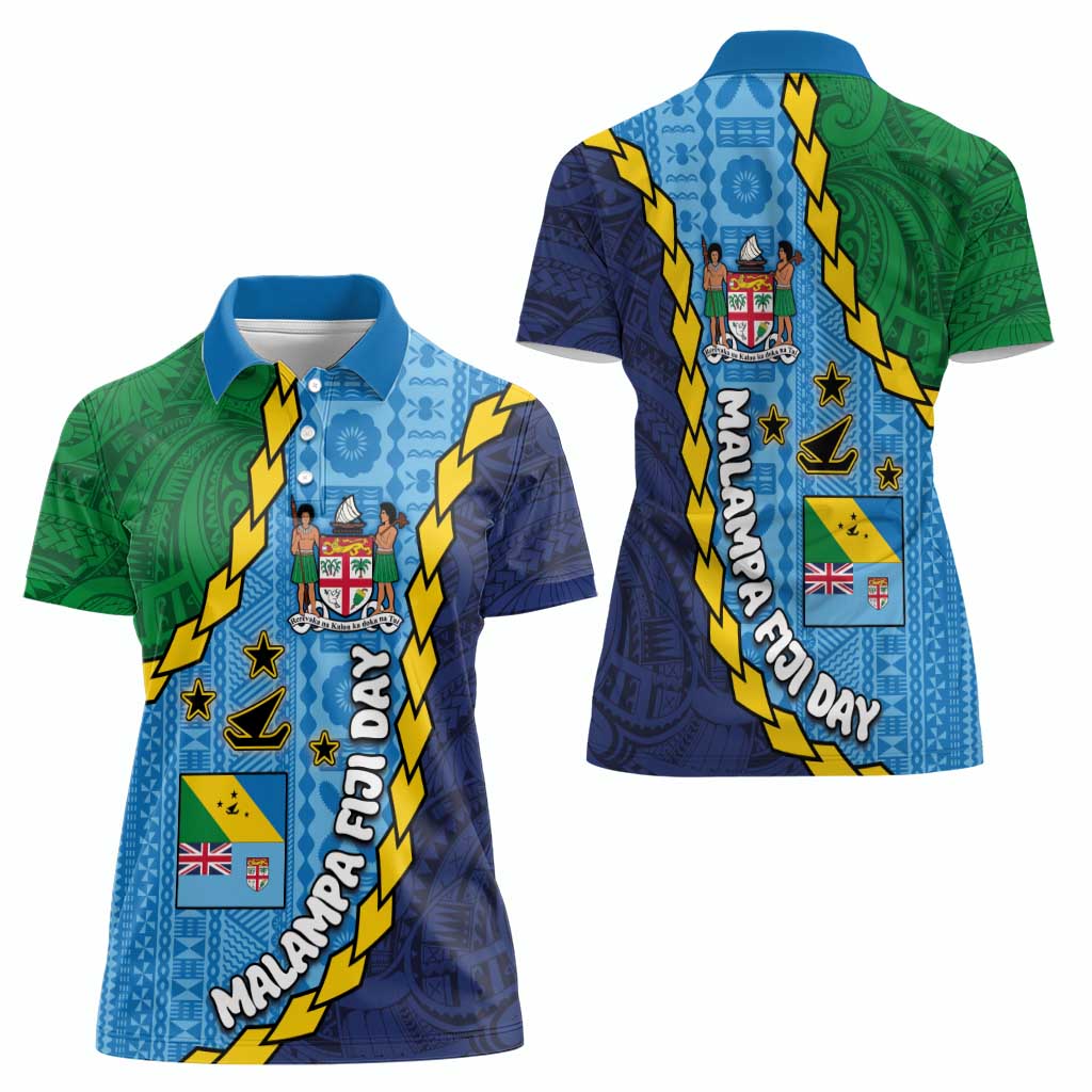 Malampa Fiji Day Women Polo Shirt National Symbols with Tapa Tribal and Polynesian Tattoo LT03 - Polynesian Pride
