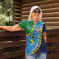 Malampa Fiji Day Women Polo Shirt National Symbols with Tapa Tribal and Polynesian Tattoo LT03 - Polynesian Pride