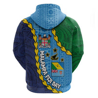 Malampa Fiji Day Zip Hoodie National Symbols with Tapa Tribal and Polynesian Tattoo
