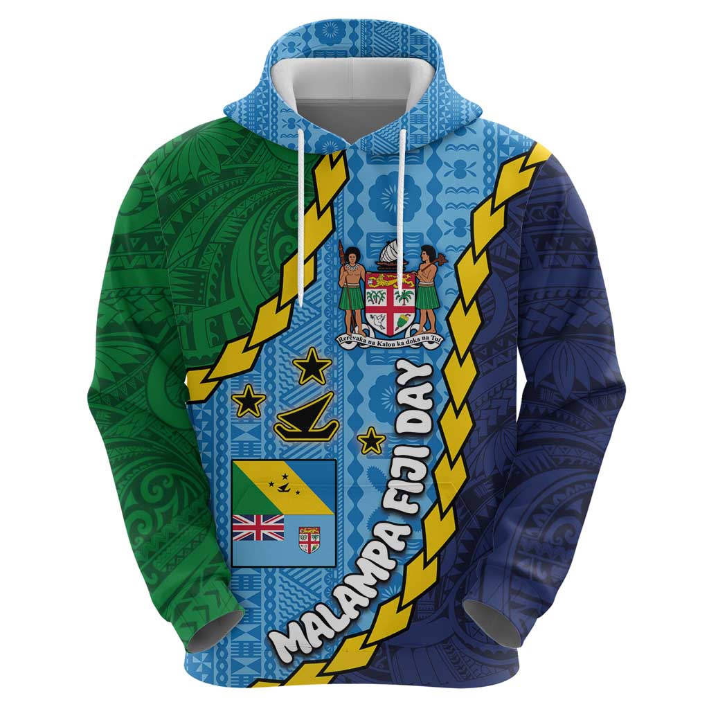 Malampa Fiji Day Zip Hoodie National Symbols with Tapa Tribal and Polynesian Tattoo