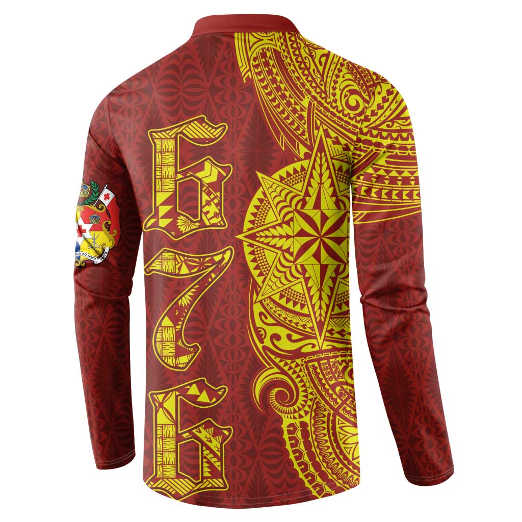 Tonga 676 Ngatu Tribal Tattoo Button Sweatshirt