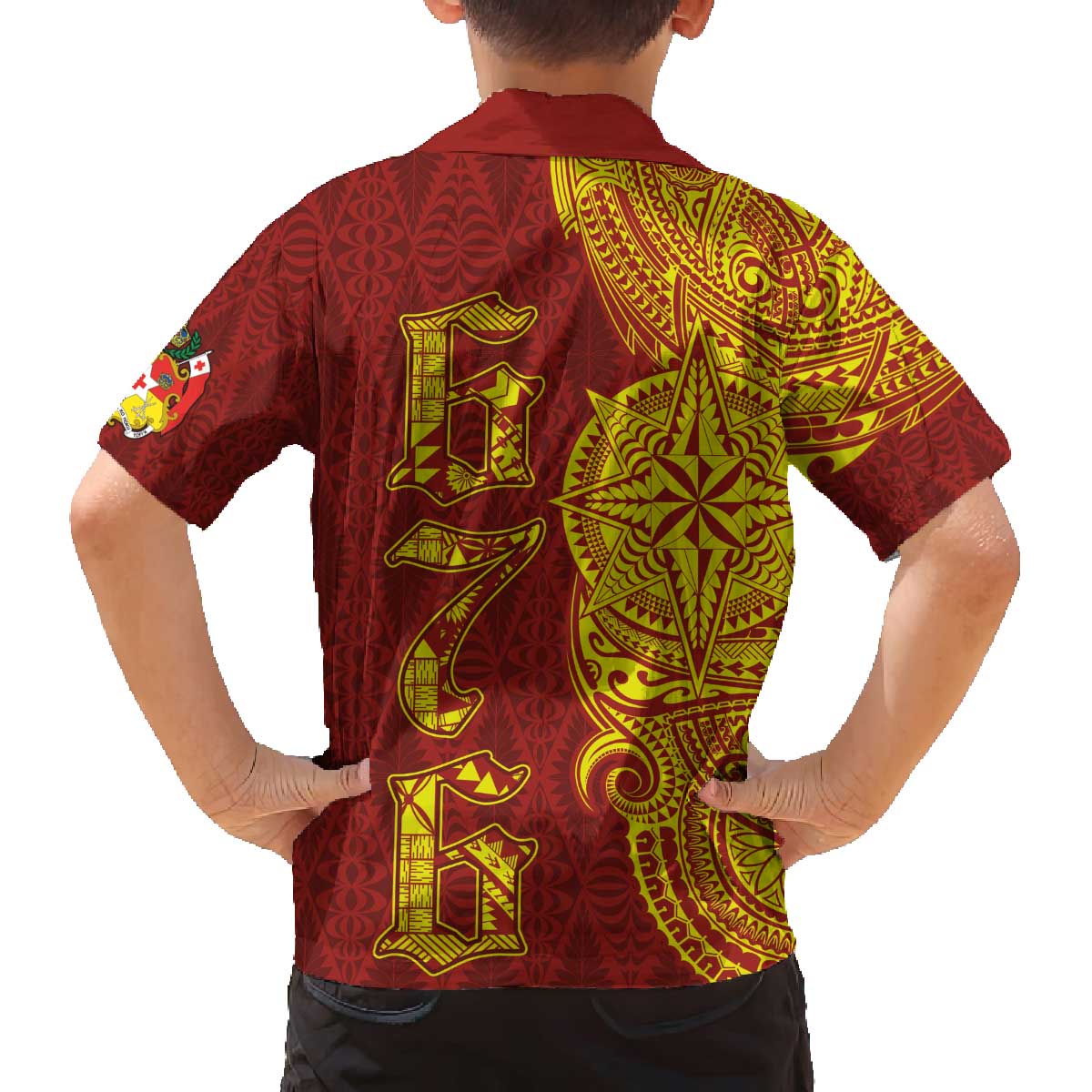 Tonga 676 Ngatu Tribal Tattoo Family Matching Off Shoulder Short Dress and Hawaiian Shirt LT03 - Polynesian Pride