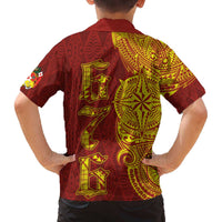 Tonga 676 Ngatu Tribal Tattoo Family Matching Off Shoulder Short Dress and Hawaiian Shirt LT03 - Polynesian Pride