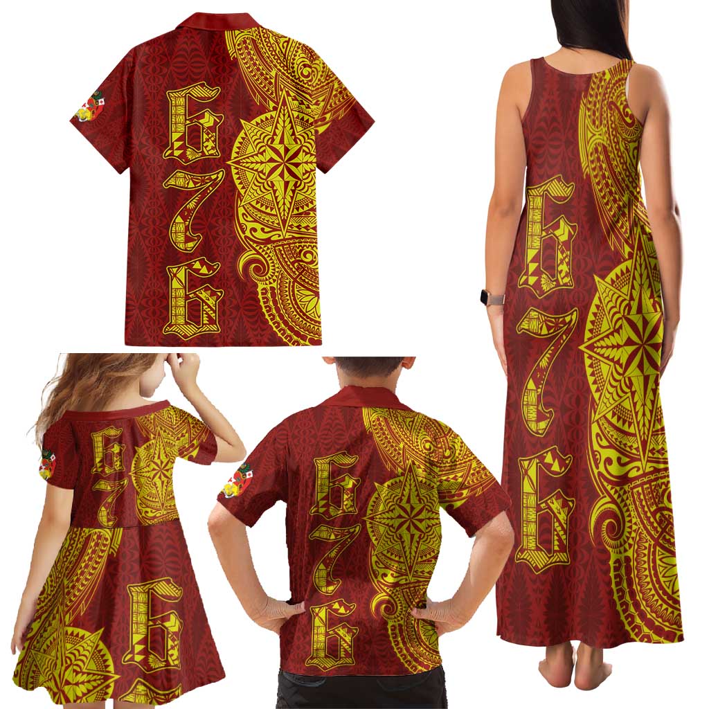 Tonga 676 Ngatu Tribal Tattoo Family Matching Tank Maxi Dress and Hawaiian Shirt LT03 - Polynesian Pride