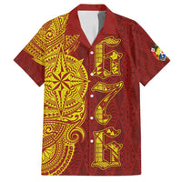 Tonga 676 Ngatu Tribal Tattoo Family Matching Tank Maxi Dress and Hawaiian Shirt LT03 Dad's Shirt - Short Sleeve Red - Polynesian Pride