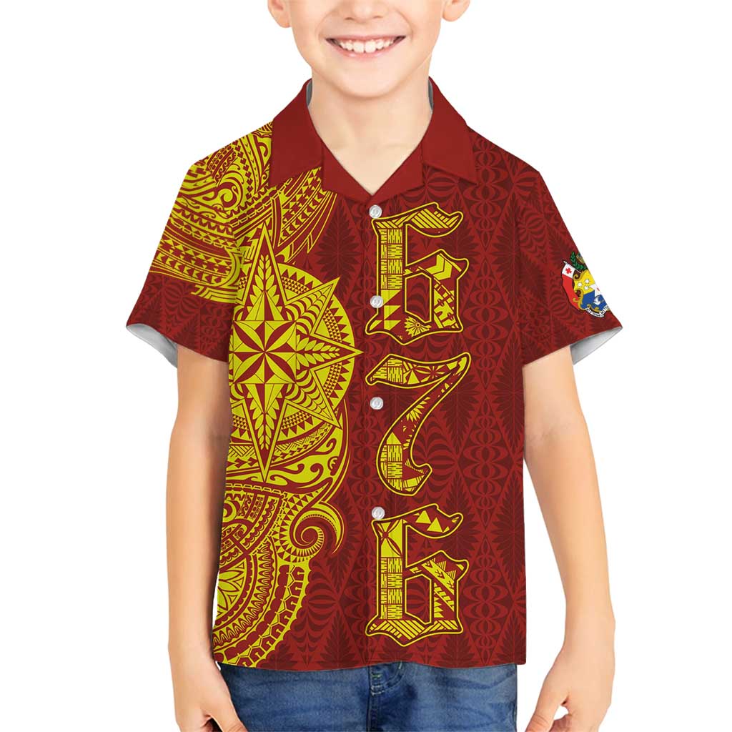 Tonga 676 Ngatu Tribal Tattoo Family Matching Tank Maxi Dress and Hawaiian Shirt LT03 Son's Shirt Red - Polynesian Pride