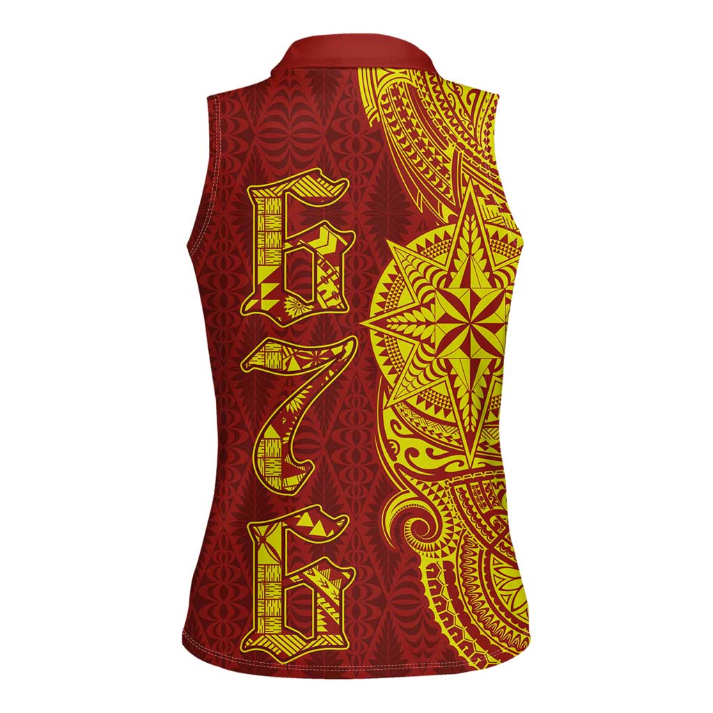 Tonga 676 Ngatu Tribal Tattoo Women Sleeveless Polo Shirt