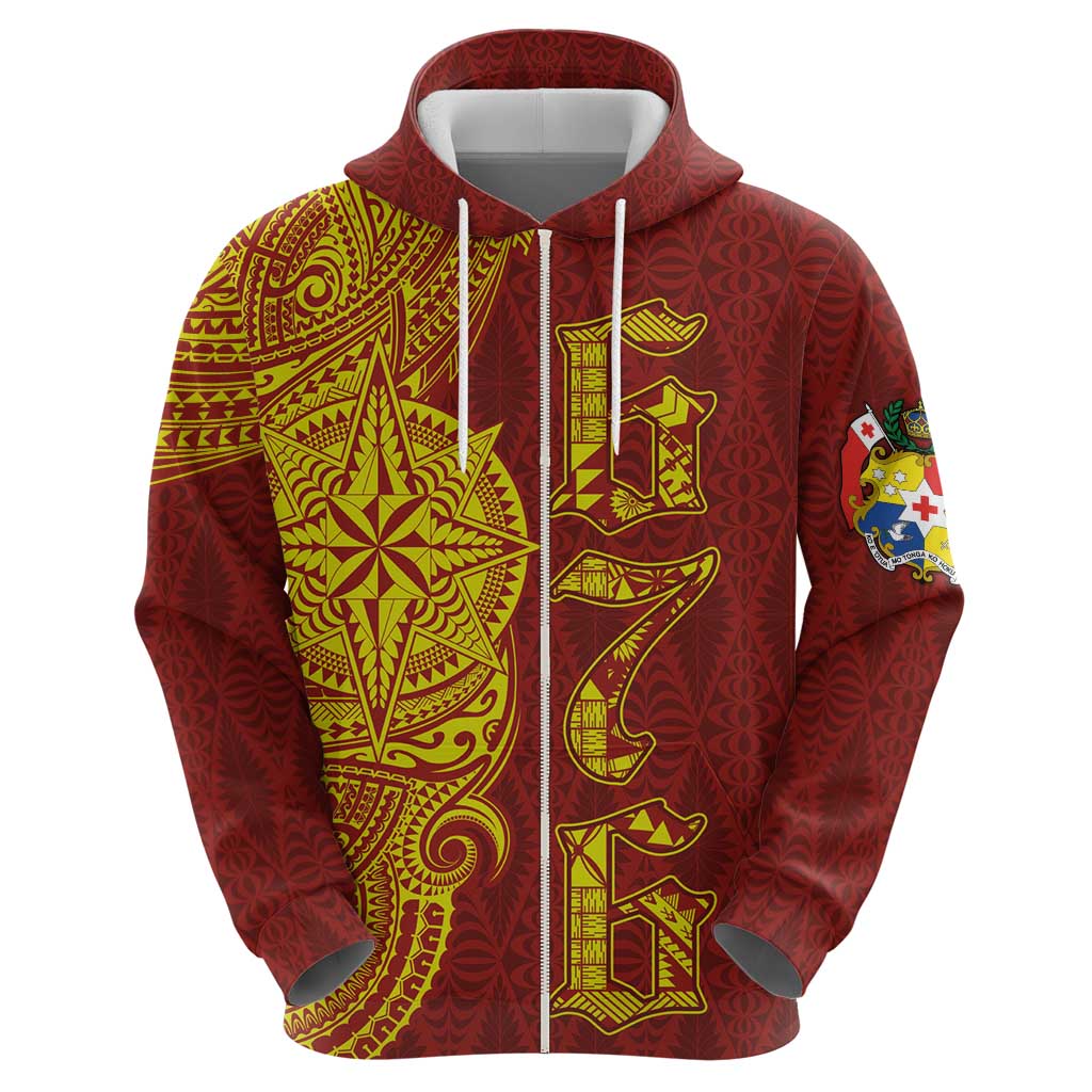Tonga 676 Ngatu Tribal Tattoo Zip Hoodie