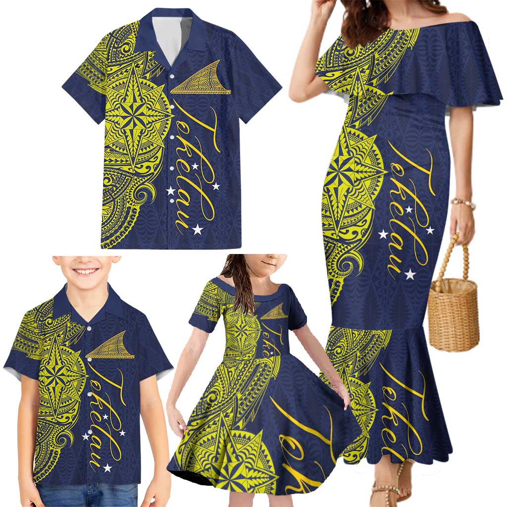 Personalised Tokelau Classic Ngatu Motifs Family Matching Mermaid Dress and Hawaiian Shirt LT03 - Polynesian Pride