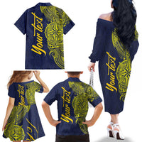 Personalised Tokelau Classic Ngatu Motifs Family Matching Off The Shoulder Long Sleeve Dress and Hawaiian Shirt LT03 - Polynesian Pride