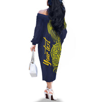 Personalised Tokelau Classic Ngatu Motifs Family Matching Off The Shoulder Long Sleeve Dress and Hawaiian Shirt LT03 - Polynesian Pride