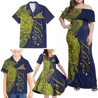 Personalised Tokelau Classic Ngatu Motifs Family Matching Off Shoulder Maxi Dress and Hawaiian Shirt LT03 - Polynesian Pride