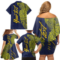 Personalised Tokelau Classic Ngatu Motifs Family Matching Off Shoulder Short Dress and Hawaiian Shirt LT03 - Polynesian Pride
