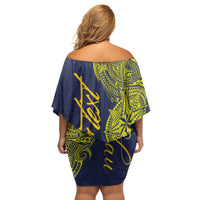 Personalised Tokelau Classic Ngatu Motifs Family Matching Off Shoulder Short Dress and Hawaiian Shirt LT03 - Polynesian Pride