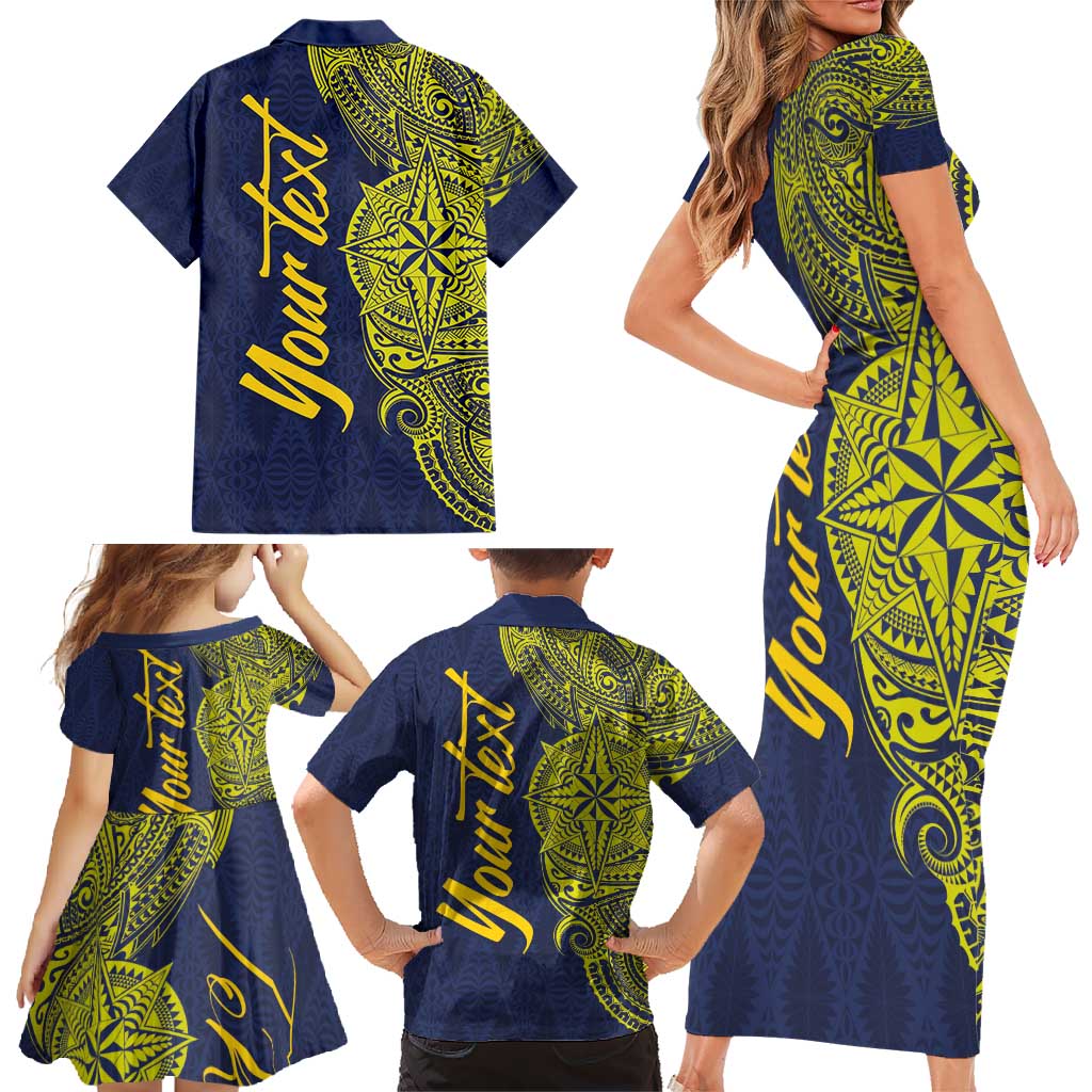 Personalised Tokelau Classic Ngatu Motifs Family Matching Short Sleeve Bodycon Dress and Hawaiian Shirt LT03 - Polynesian Pride