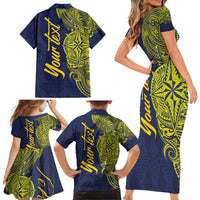 Personalised Tokelau Classic Ngatu Motifs Family Matching Short Sleeve Bodycon Dress and Hawaiian Shirt LT03 - Polynesian Pride