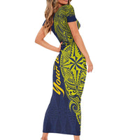 Personalised Tokelau Classic Ngatu Motifs Family Matching Short Sleeve Bodycon Dress and Hawaiian Shirt LT03 - Polynesian Pride
