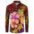 Hawaiian Hibiscus Turtle Tribal Polynesian Pattern Button Sweatshirt Colorful Color