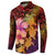 Hawaiian Hibiscus Turtle Tribal Polynesian Pattern Button Sweatshirt Colorful Color