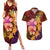 Hawaiian Hibiscus Turtle Tribal Polynesian Pattern Couples Matching Summer Maxi Dress and Hawaiian Shirt Colorful Color