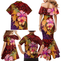 Hawaiian Hibiscus Turtle Tribal Polynesian Pattern Family Matching Mermaid Dress and Hawaiian Shirt Colorful Color LT03 - Polynesian Pride