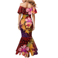 Hawaiian Hibiscus Turtle Tribal Polynesian Pattern Family Matching Mermaid Dress and Hawaiian Shirt Colorful Color LT03 - Polynesian Pride