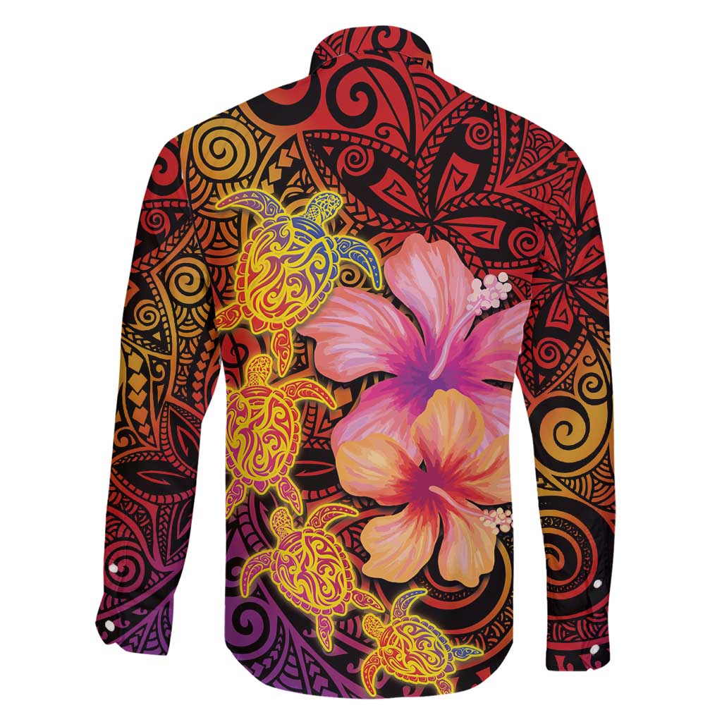 Hawaiian Hibiscus Turtle Tribal Polynesian Pattern Family Matching Summer Maxi Dress and Hawaiian Shirt Colorful Color LT03 - Polynesian Pride