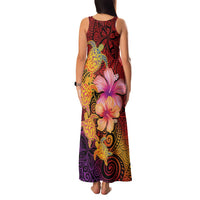 Hawaiian Hibiscus Turtle Tribal Polynesian Pattern Family Matching Tank Maxi Dress and Hawaiian Shirt Colorful Color LT03 - Polynesian Pride