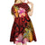 Hawaiian Hibiscus Turtle Tribal Polynesian Pattern Kid Short Sleeve Dress Colorful Color