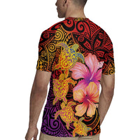 Hawaiian Hibiscus Turtle Tribal Polynesian Pattern Rugby Jersey Colorful Color LT03 - Polynesian Pride
