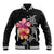 Hawaiian Hibiscus Turtle Tribal Polynesian Pattern Baseball Jacket Black Color