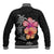 Hawaiian Hibiscus Turtle Tribal Polynesian Pattern Baseball Jacket Black Color