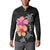 Hawaiian Hibiscus Turtle Tribal Polynesian Pattern Button Sweatshirt Black Color