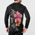 Hawaiian Hibiscus Turtle Tribal Polynesian Pattern Button Sweatshirt Black Color