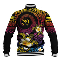 Hawaiian Plumeria Turtle Tribal Spiral Polynesian Tattoo Baseball Jacket Fanciful Color