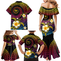 Hawaiian Plumeria Turtle Tribal Spiral Polynesian Tattoo Family Matching Mermaid Dress and Hawaiian Shirt Fanciful Color LT03 - Polynesian Pride