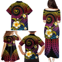 Hawaiian Plumeria Turtle Tribal Spiral Polynesian Tattoo Family Matching Puletasi and Hawaiian Shirt Fanciful Color LT03 - Polynesian Pride