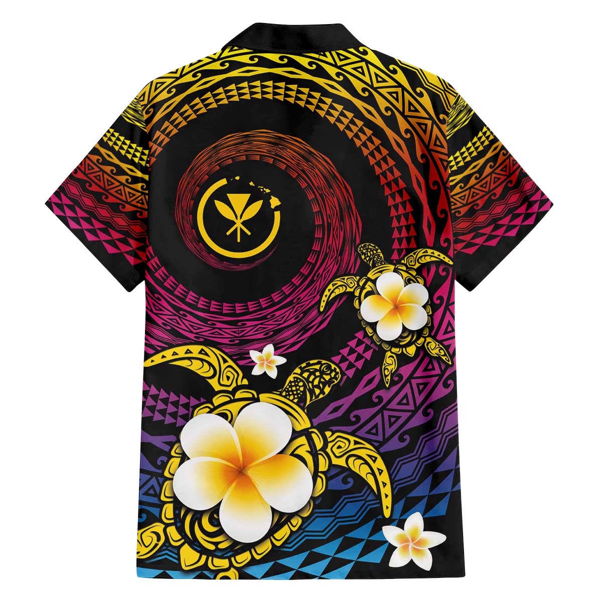 Hawaiian Plumeria Turtle Tribal Spiral Polynesian Tattoo Family Matching Puletasi and Hawaiian Shirt Fanciful Color LT03 - Polynesian Pride
